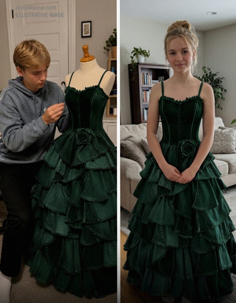 My Stepmom Refused to Give Me Money for a Prom Dress – My Brother Sewed One from Our Late Mom’s Jeans Collection, and What Happened Next Made Her Jaw Drop