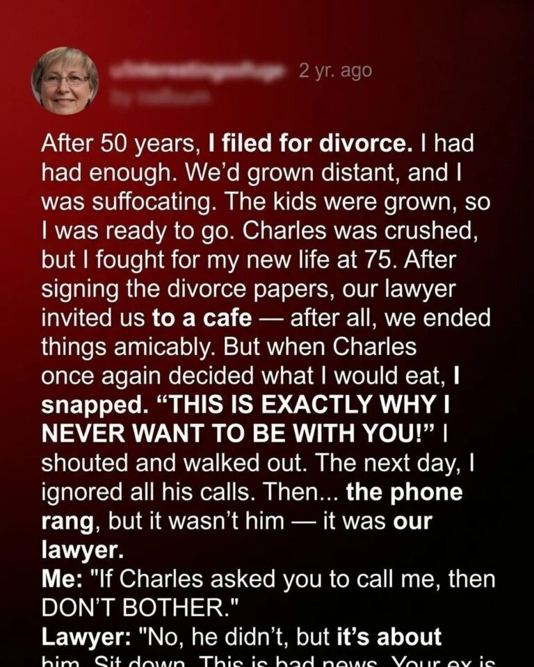 75 Year Old Grandma Divorced Her Husband Of 50 Years But A Shocking Midnight Phone Call From Her Lawyer Left Her In Tears