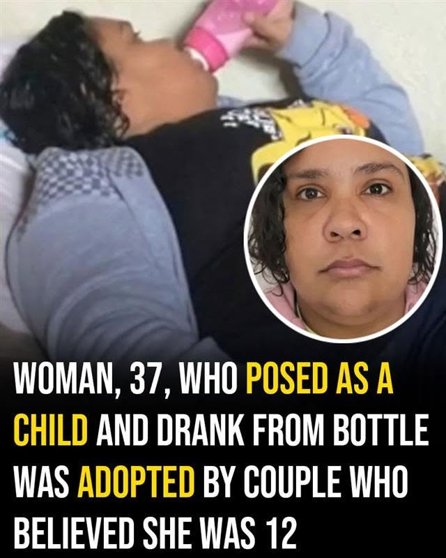 Woman, 37, who posed as a child and drank from bottle was adopted by couple who believed she was 12